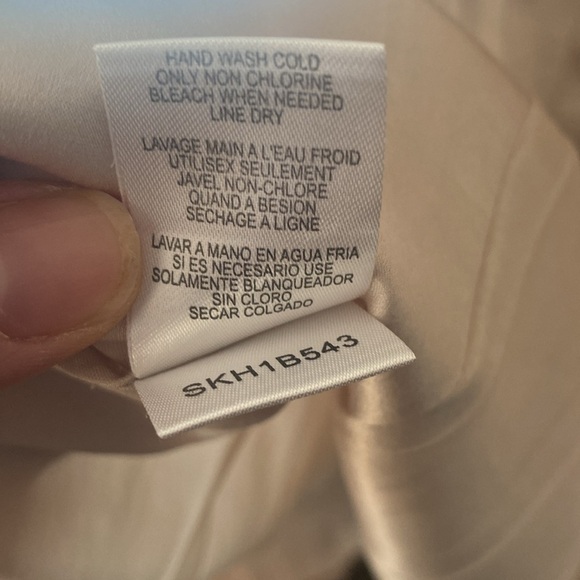 BCBGMAXAZRIA Silk Pleated Peplum Blouse Champagne Women’s M - Picture 11 of 12